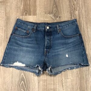 Levi’s 501 Original Button Fly Distressed Denim Cutoff Shorts Size 30